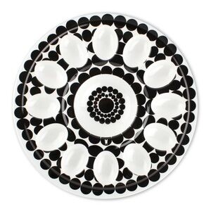 Cool Design 12” Melamine Deviled Egg Platter. Black and White Egg Plate. New